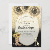 Glitter, zonnebloemen, Glass Quinceanera Kaart (Voorkant)