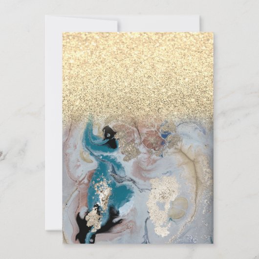 Glitter, Zonnebloemen, GlassTiara Marble Quinceane Kaart (Achterkant)