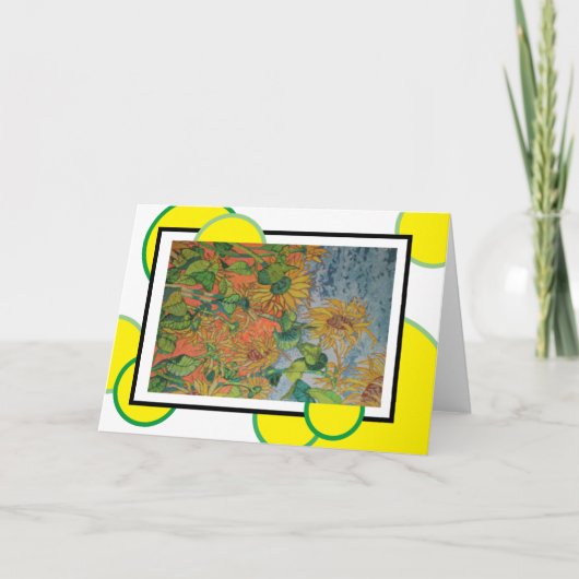 'Glitter Zonnebloemen' Kaart (Voorkant)