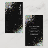 Glitter-zwart beeldscherm met juwelen holografisch visitekaartje (Voorkant / Achterkant)