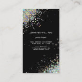 Glitter-zwart beeldscherm met juwelen holografisch visitekaartje (Achterkant)