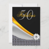 Glitter Zwart en Goud Fabulous 50th Birthday Kaart (Voorkant)