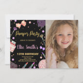 Glitter Zwart Foto Verwenner Party Verjaardag Kaart (Voorkant)