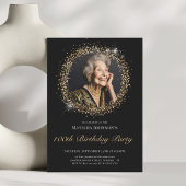 Glitter Zwart Goud 100ste Verjaardag Uitnodiging