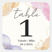 Glitter Zwart Kalligrafie Tafelnummers Bruiloft Vierkante Sticker (Voorkant)