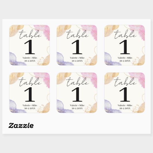Glitter Zwart Kalligrafie Tafelnummers Bruiloft Vierkante Sticker (Vel)