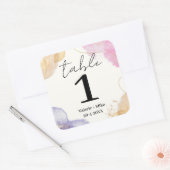 Glitter Zwart Kalligrafie Tafelnummers Bruiloft Vierkante Sticker (Envelop)