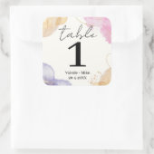 Glitter Zwart Kalligrafie Tafelnummers Bruiloft Vierkante Sticker (Tas)