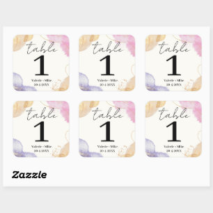 Glitter Zwart Kalligrafie Tafelnummers Bruiloft Vierkante Sticker