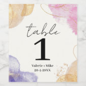 Glitter Zwart Kalligrafie Tafelnummers Bruiloft Wijn Etiket (Enkel label)