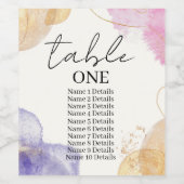 Glitter Zwart Kalligrafie Tafelnummers Bruiloft Wijn Etiket (Enkel label)