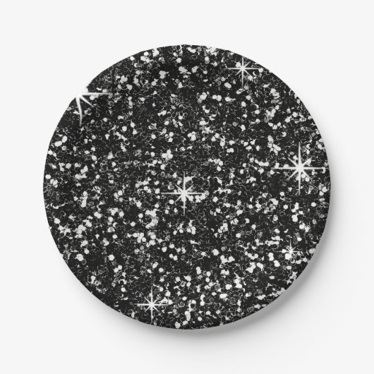 GLITTER | zwart Papieren Bordje (Voorkant)