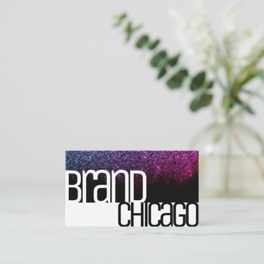 Glitter Zwart Wit Regenboog Sparkle Bold Font Glam Visitekaartje (Staand voorkant)