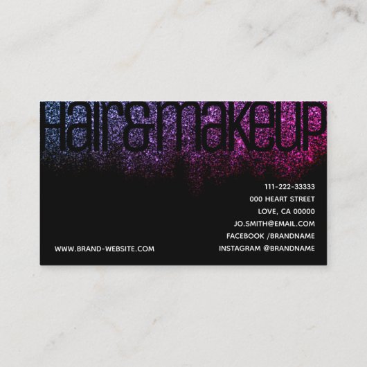 Glitter Zwart Wit Regenboog Sparkle Bold Font Glam Visitekaartje (Achterkant)