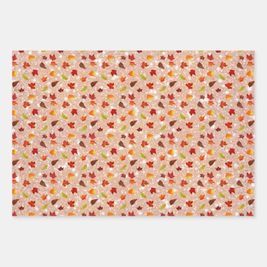 Glitteraple bladeren in de Herfst/herfst, pompoen Inpakpapier Vel (Voorkant 2)