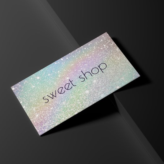 Glitterbakkerij voor holografische doeleinden, zoe visitekaartje