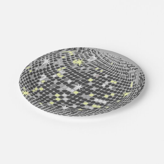 Glitterbal  groovy disco dansfeest papieren bordje (Gekanteld)