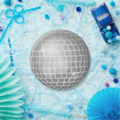 Glitterbal zilver retro disco party papieren bordje (Feest)