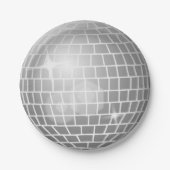 Glitterbal zilver retro  disco party papieren bordje (Voorkant)