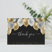 Glitterballonnen dank u bedankkaart (Staand voorkant)