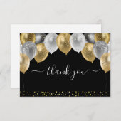 Glitterballonnen dank u bedankkaart (Voorkant / Achterkant)