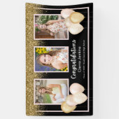 Glitterballonnen Drie foto's Afstuderen Banner (Verticaal)