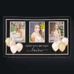 Glitterballonnen Drie foto's Zwart 30e verjaardag Spandoek<br><div class="desc">Viel 30 jaar met deze ballonthemabanner. Pop in je favoriete foto's en naam en dat is alles wat er aan te pas komt. We nemen het van daar af! Foto van Gracie Mae Photography,  https://maeganbartell.wixsite.com/graciemaephotography</div>