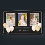 Glitterballonnen Drie foto's Zwart 30e verjaardag Spandoek<br><div class="desc">Viel 30 jaar met deze ballonthemabanner. Pop in je favoriete foto's en naam en dat is alles wat er aan te pas komt. We nemen het van daar af! Foto van Gracie Mae Photography,  https://maeganbartell.wixsite.com/graciemaephotography</div>