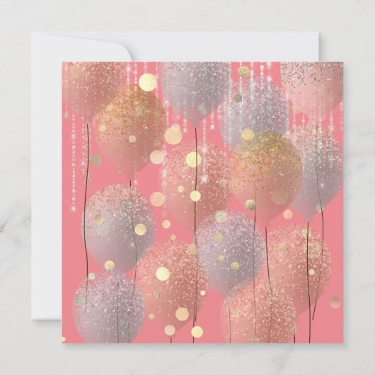 Glitterballonnen Roos Bruidszoet 16e koraal Kaart (Achterkant)