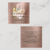 Glitterballonnen Roos Gold Vierkante Visitekaartje (Voorkant / Achterkant)