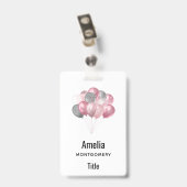 Glitterballonnen roze en zilver badge (Achterkant met clip)