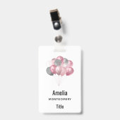 Glitterballonnen roze en zilver badge (Voorkant met clip)