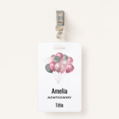 Glitterballonnen roze en zilver badge (Voorkant met clip)