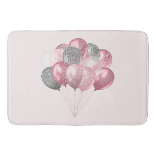 Glitterballonnen roze en zilver badmat