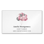 Glitterballonnen roze en zilver magnetisch visitekaartje (Voorkant)