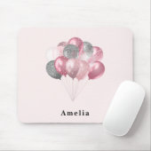 Glitterballonnen roze en zilver muismat (Met muis)