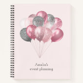 Glitterballonnen roze en zilver notitieboek (Voorkant)