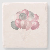 Glitterballonnen roze en zilver stenen onderzetter (Voorkant)