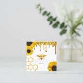 Glitterbij en zonnebloemen vierkante visitekaartje (Staand voorkant)