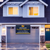 Glitterblauw en geel Afstuderen Spandoek