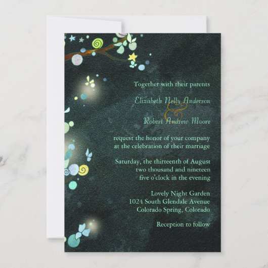 Glitterbomen in Elven Forest Wedding Kaart (Achterkant)