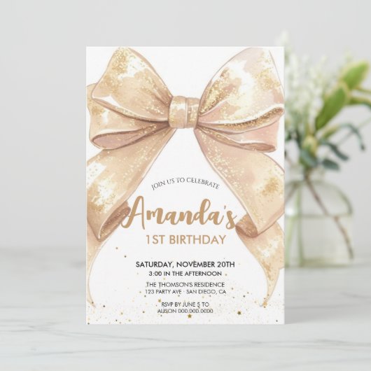 Glitterboog verjaardag kaart (Staand voorkant)