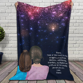 Glittercadeau voor mama van dochter briefnotitie fleece deken