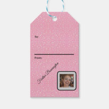 Glittercadeautags met aangepaste naam en foto