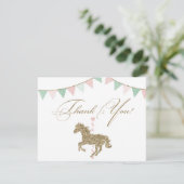 glittercarrouselpaard | Dank je Bedankkaart (Staand voorkant)