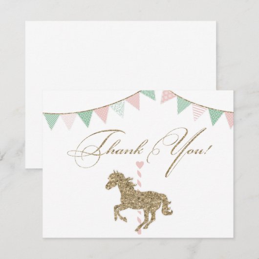 glittercarrouselpaard | Dank je Bedankkaart (Voorkant / Achterkant)