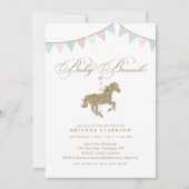 glittercarrouselpaard | uitnodiging tot baby showe (Voorkant)