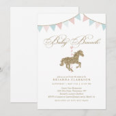 glittercarrouselpaard | uitnodiging tot baby showe (Voorkant / Achterkant)