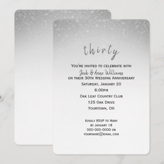 glitterconfetti 30e huwelijksverjaardag kaart (Voorkant / Achterkant)