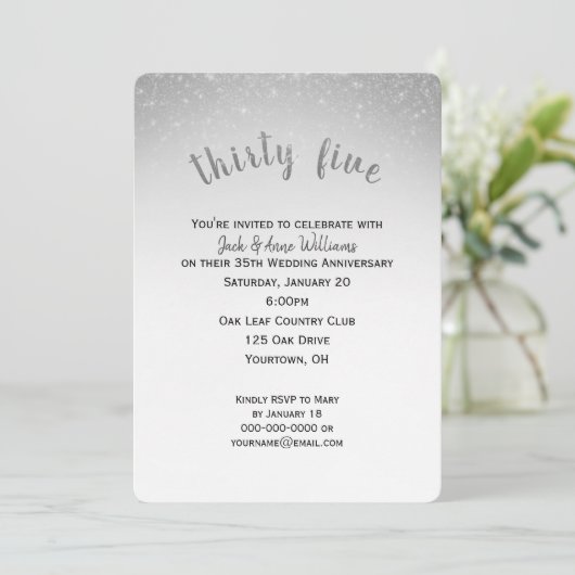 glitterconfetti 35e trouwdag kaart (Staand voorkant)